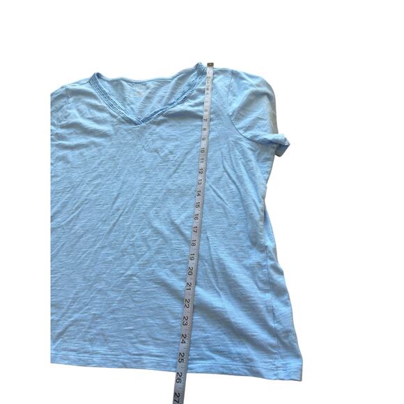 Talbots Plus Shirt Blue‎ Basic Short Sleeve Soft V-Neck Knit Collar Size 2X - Picture 13 of 13